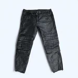 TAKAI Mens Black Motorcycle Trousers Pants Real Leather W38" L30" - Picture 1 of 18