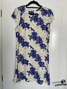 Zara Women’s Floral Blue And Cream Short Dress Tunic Short Sleeved VGC - Picture 1 of 5