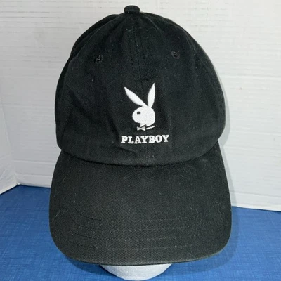 Vintage Playboy Magazine Baseball Cap Black Retro Bunny Strap Back Hat - Image 1 of 4