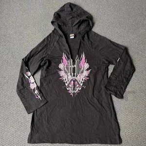 Harley Davidson Hooded Shirt Dress Size XL Womens Black Longsleeve Short - Bild 1 von 8