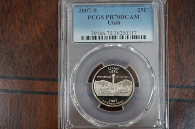 2007-S 25C Clad Utah Quarter PCGS PR70DCAM - Image 1 of 3
