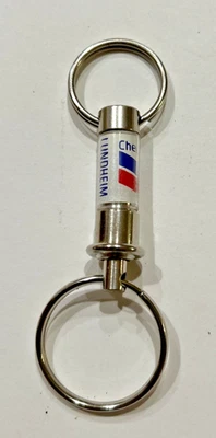 Vintage Chevron Fuel Oil Advertising Split Double Ring Keychain LUNDHEIM BARLOW - Image 1 of 4