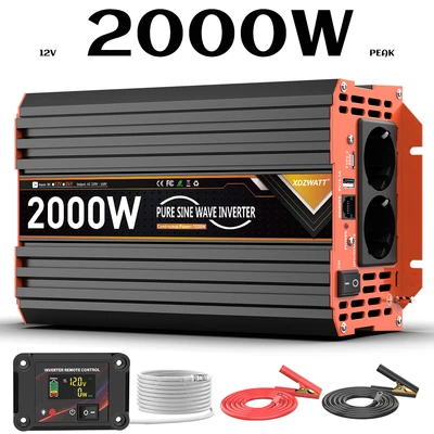 MARKENLOS 1000W 2000W Reiner Sinus Wechselrichter 12V 230V Spannungswandler Inverter Boot