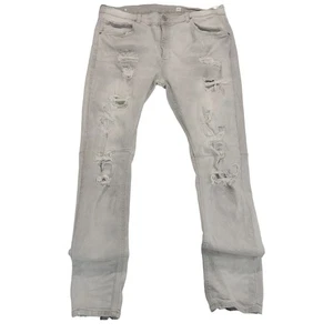 Evolution Jeans 40 X 34 Men's Grunge Destroyed Baggy Streetwear Y2K Gray Denim - Picture 1 of 9