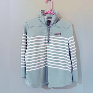 Camisa Suéter Vineyard Vines Oveja Verde Blanco Mujer Pequeña 1/4 Cremallera Rayas - Imagen 1 de 5