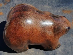 Vintage Tony Evans Raku Pottery Bear Gold Lutz Copper Glaze Sculpture Modernist - Picture 1 of 19