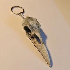 Großer 3D bemalter Rabenschädel Schlüsselanhänger Schlüsselring Kette Geschenk Anhänger Goth - Bild 1 von 3