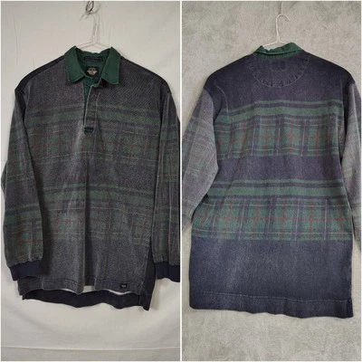Vintage 90s Streetwear Dockers Mens L Faded Plaid Cotton Tweed Rugby MADE IN USA - Image 1 of 4
