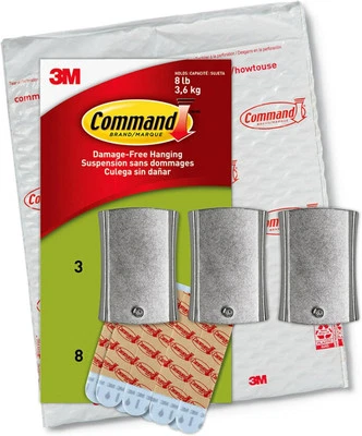 Command Picture Hangers 3 Metal Hangers 8 Lbs Damage Free Wall Hanging Strips - Image 1 of 4