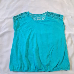 Top Sonoma Lifestyle para mujer XL sin mangas algodón turquesa encaje defecto trasero A16 - Imagen 1 de 8