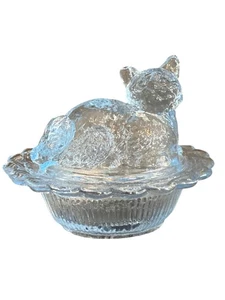 Caja de baratija de sal de vidrio azul para sal de gato cubierta de colección - Imagen 1 de 8