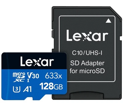 High-Performance 633x 128GB microSDXC UHS-I Card with SD Adapter, C10, U3, V3... - Image 1 of 4