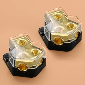 2x 2-Way Audio Power Cable Splitter Distribution Block for Car Boat Truck - Picture 1 of 9