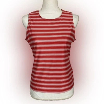 Nike Golf Shirt Women’s S Red Pink Stripe Sleeveless Athleisure Performance - Image 1 of 4