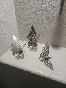 Set 3 MCM Vintage Metall Messing Schmetterlinge 3 Größen 7 3/4 x 3 1/2, 6 1/2 x 3, 5 x  - Bild 1 von 11