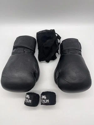 Juego de guantes de boxeo y envolturas de manos Superare - Cuero negro - Hecho a mano - Talla 15 Foto 1 de 4