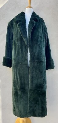 Carole Little Vintage Designer Dark Green Fur Long Coat Size XS- Small Oversized - Image 1 of 4