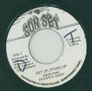 " GET UP STAND UP." patrick andy. SUNSET RECORDS 7in 1984. - Picture 1 of 2