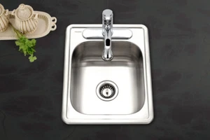 Houzer Hospitality 17" Edelstahl Drop-in Topmount 3-Loch Single Bowl Bar - Bild 1 von 6