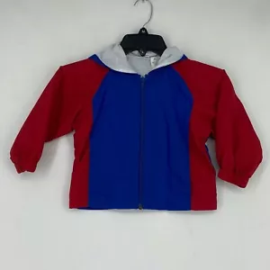 Vintage JC Penny Toddler Sz 3T Windbreaker Jacket Red Blue Zip Front Long Sleeve - Picture 1 of 10