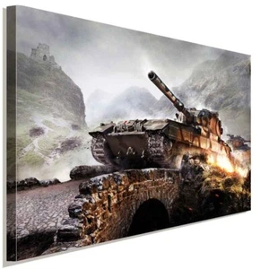 Panzer Schlacht Brücke Leinwandbild LaraArt Studio Wanddeko Wandbild XXL TOP - Bild 1 von 5