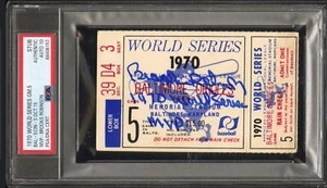 1970 Brooks Robinson Signed Baseball WS Game 5 Ticket PSA/DNA Certified 10 HOF - Picture 1 of 3