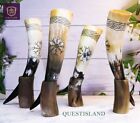 Pack of 4 pcs Viking Drinking Horn With Stand Cup Genuine Handcrafted Drinking
