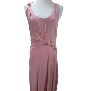 T by Alexander Wang Pink Ruched Sleeveless Knit Dress Size L Racer Stretch Drape - Picture 1 of 11