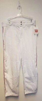 PANTALÓN DE BÉISBOL WILSON YOUTH CALCE RELAJADO RIBETEADO GRANDE, BLANCO/ESCARLATA *MARCAS LIGERAS Foto 1 de 4