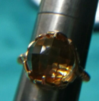 Anillo de oro amarillo de 10 quilates Taj Mahal grande anillo de piedra citrino talla 8 #2084 Foto 1 de 4