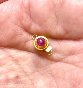 14 kt Gold Pink Burmese Ruby Round Gemstone 1 Strand Box Clasp - Picture 1 of 4