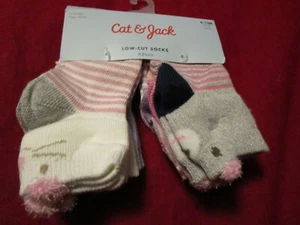 6 Pair Girls Critter Low Cut Socks Cat & Jack Size 6-12 months - Picture 1 of 4