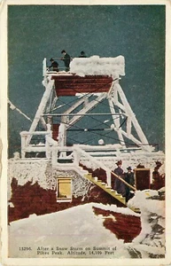 Colorado Postkarte Pikes Peak Annullierung Schneesturm viktorianisches Paar 1936   - Bild 1 von 2