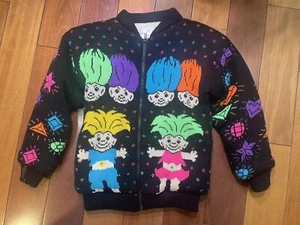 Vintage Treasure Trolls Sweater - Girls Medium 10/12 - Full Zip - LOOK! - Picture 1 of 12