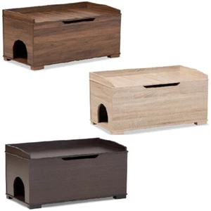 Cat Litter Box Cover Cat House End Table Furniture Walnut Dark Brown Oak Rectan. - Picture 1 of 44