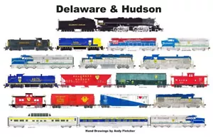 Tovaglietta laminata ferrovia Delaware & Hudson 11"x17" Andy Fletcher - Foto 1 di 1