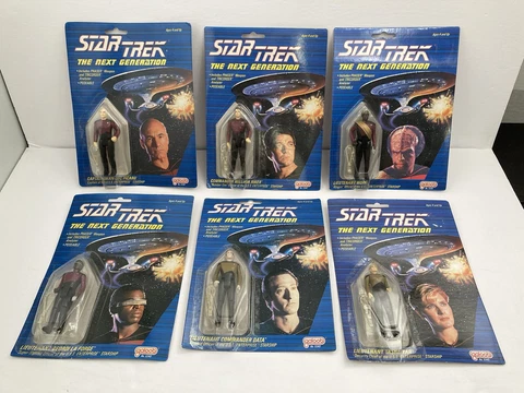 Galoob Star Trek action figures set of 6 1988 Next Generation Vintage Original Cover