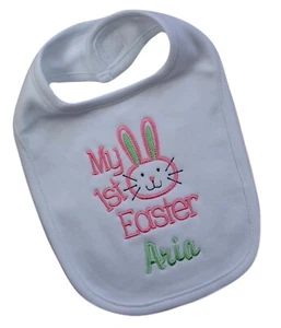 Pechera de conejo bordada personalizada My First Easter para niñas 100 % algodón - Imagen 1 de 2