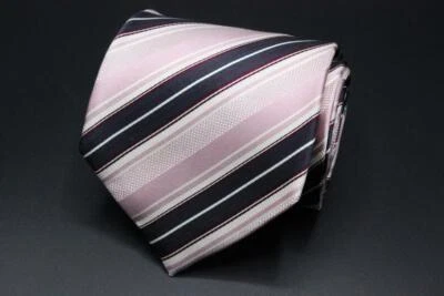 Corbata de seda actual ERMENEGILDO ZEGNA. Rosa con rayas marrones y rojas. Foto 1 de 4