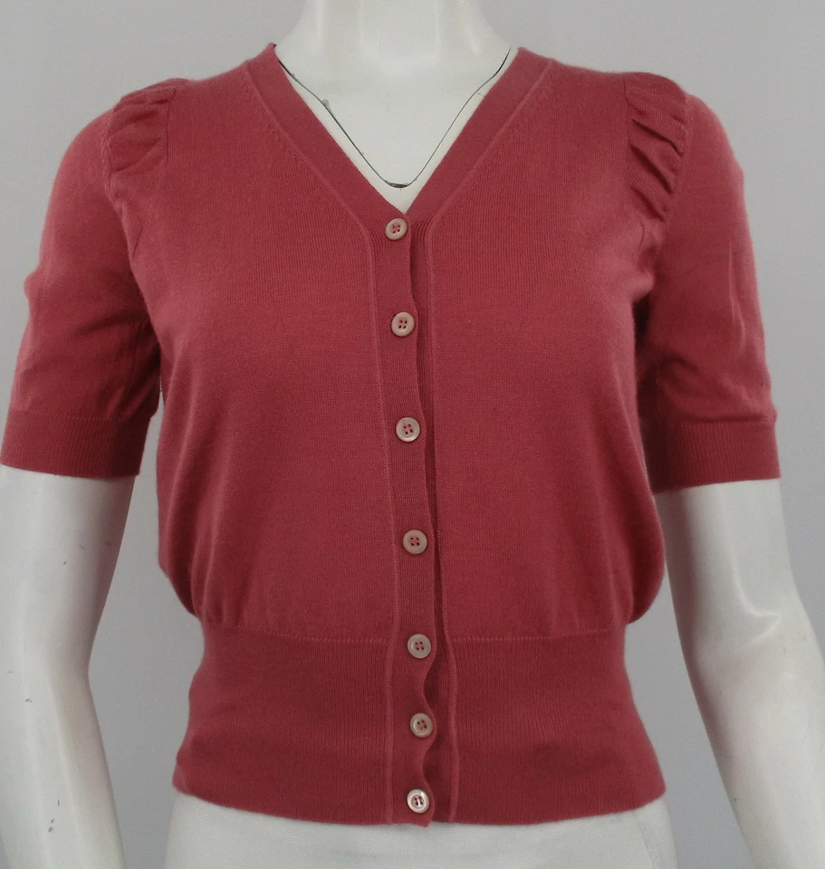 Prada Fuchsia pink Cropped Button up Short Sleeve Cardigan Size 38 - Image 1 of 4