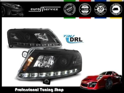 HEADLIGHTS LPAU74 For Audi A6 C6 2004-2008 DRU DRL BLACK H7 BLACK RHT - Image 1 of 2