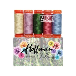 Aurifil Thread 2021/2022 Hoffman Challen 5 SMALL SPOOLS COTTON 50WT 220yds each - Picture 1 of 2