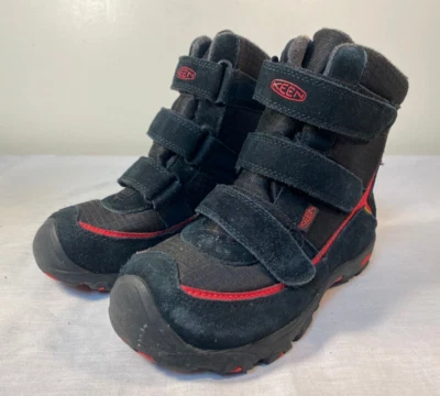 Botas de Invierno KEEN Trezzo Jóvenes Niños Negras Aisladas Gancho y Lazo - EE. UU. 1 Foto 1 de 4