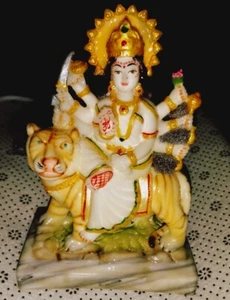 Marble Dust Goddess Durga Devi Mata Sherawali Statue Idol Figurine - Picture 1 of 6