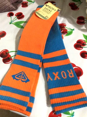 ROXY Women's Sz 9-11 Knee High Socks Orange/Blue Miami Dolphins Colors nwt - Image 1 of 4
