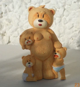 Bad Taste Bears Bertha 2ème ours club état neuf boîte polystyrène mère avec 3 enfants - Photo 1/2