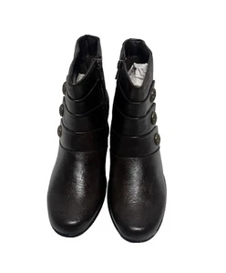 Women's Easy Street Comfort Wave Ankle Boots Dark Brown Zipper Size 6.5M - Picture 1 of 12