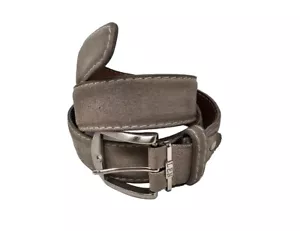 L.E.N. Lifestyle Belt Mens 44 Italian leather nubuck gray grey - Picture 1 of 7