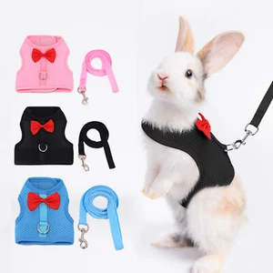 Pet Small Animal Mesh Hamster Rabbit Vest Harness Lead Bunny Traction Rope - Picture 1 of 20