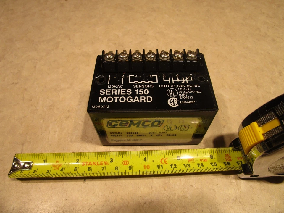 GEMCO ELECTRIC 150101, MOTOGARD OVER TEMP PROTECTION CONTROL, 4A, 120VAC, L0093 - Image 1 of 3